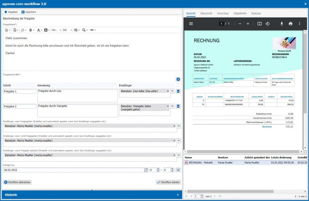 1. Erstellen eines Freigabeworkflows