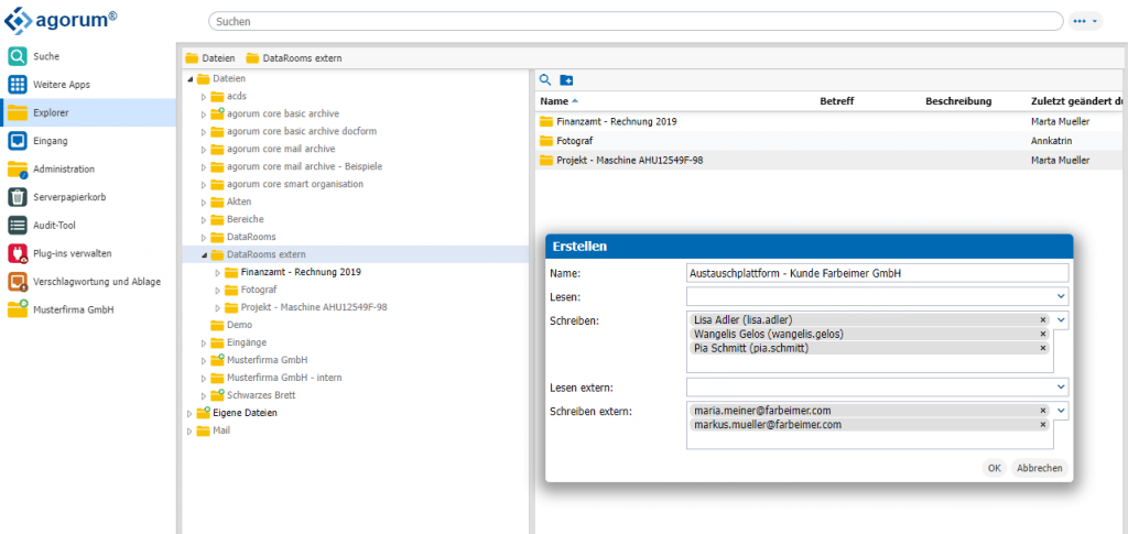 Datenräume auf Knopfdruck