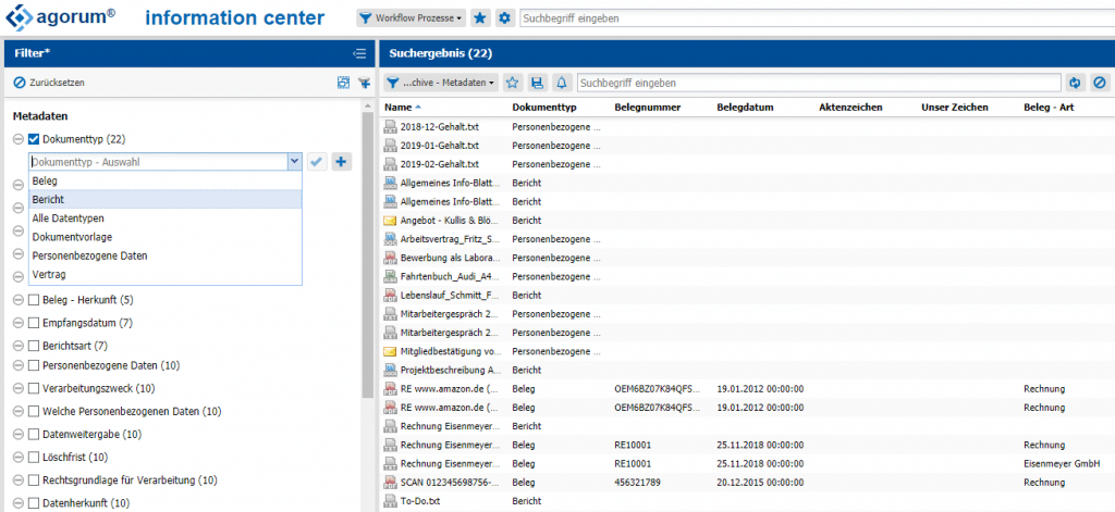 Metadaten erfassen in agorum core