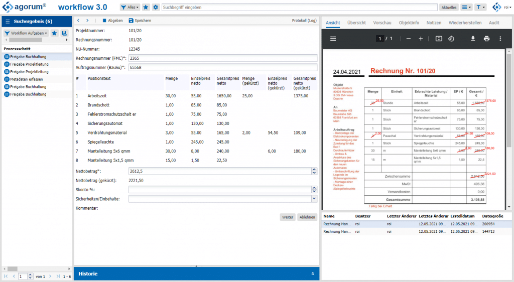 Rechnungseingang Workflow agorum core