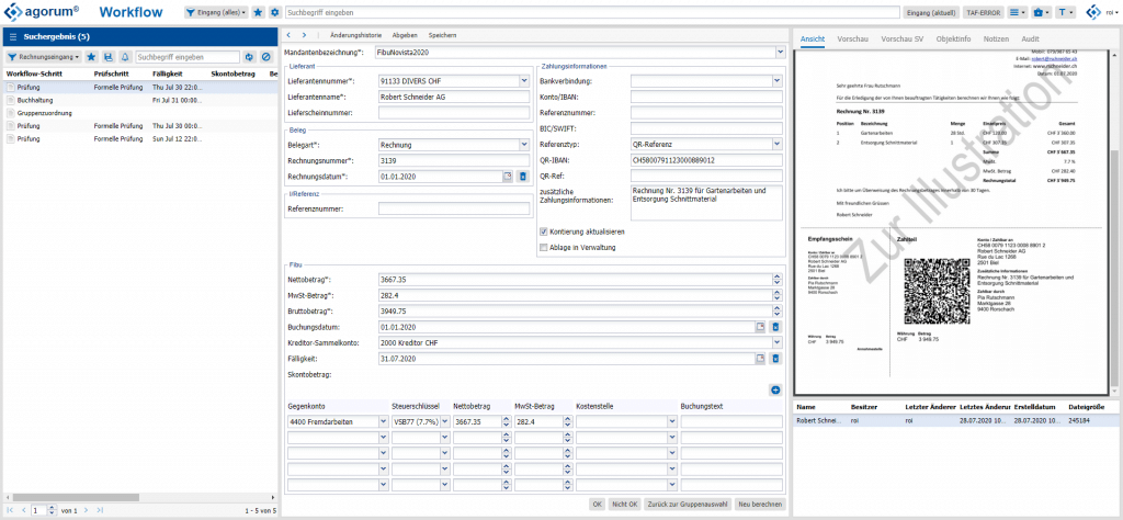 Schweizer Rechnungsworkflow DMS