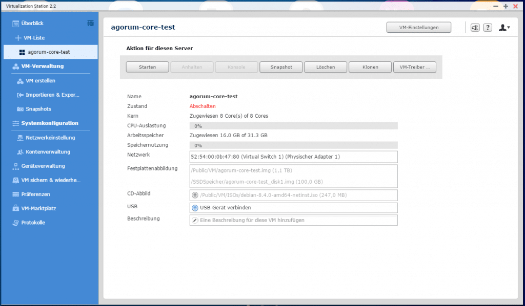 agorum core auf QNAS-NAS