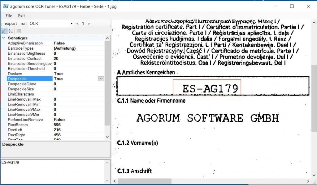 Mit der Despeckle-Funktion des agorum® core OCR Tuners werden die Artefakte mühelos entfernt.Mit der Despeckle-Funktion des agorum core OCR Tuners werden die Artefakte mühelos entfernt.