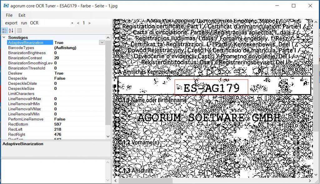 Dieser eingescannte Fahrzeugschein ist ganz klar ein Fall für den agorum core OCR Tuner