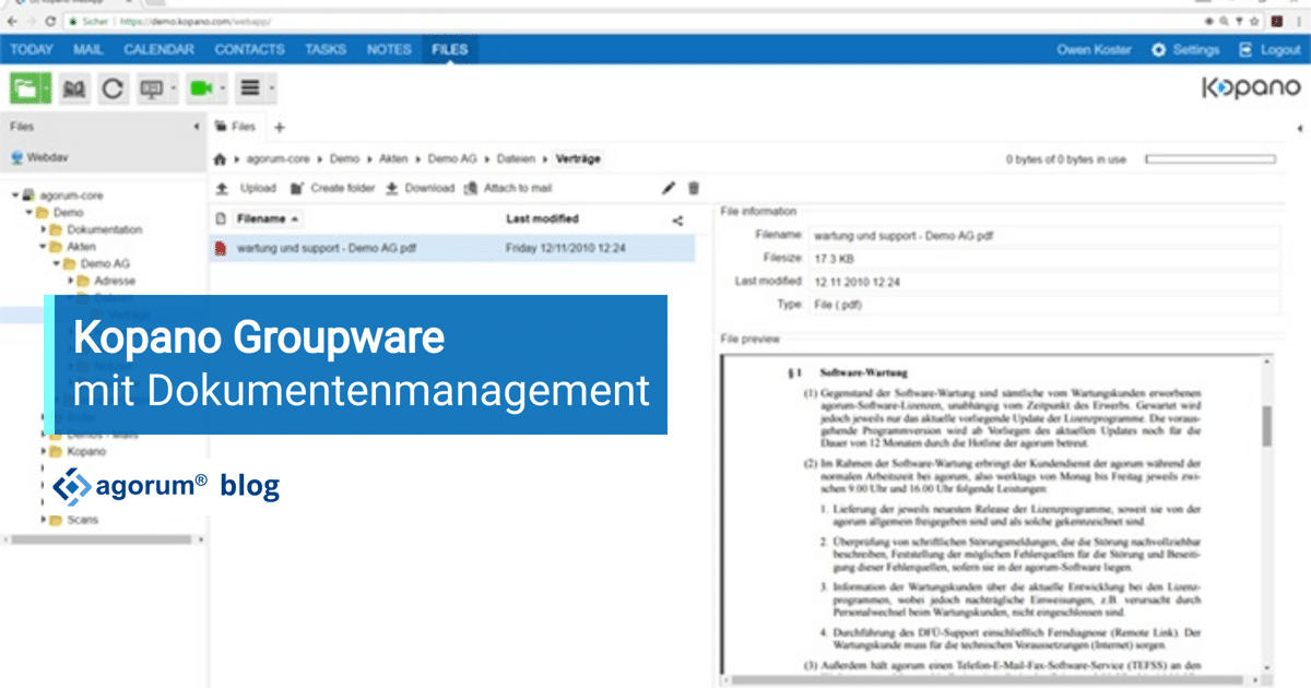 Kopano Groupware mit Dokumentenmanagement